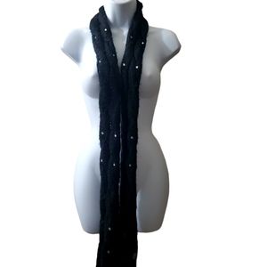 Vintage Roxy Womens Black Blingee Rhinestone Scarf and Mittens Set